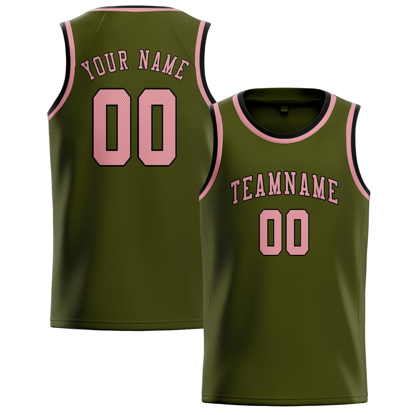 Maillot de basketball personnalisé olive et rose clair