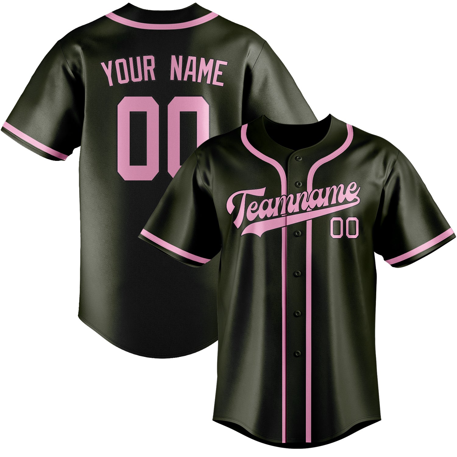 Maillot de baseball personnalisé olive et rose clair