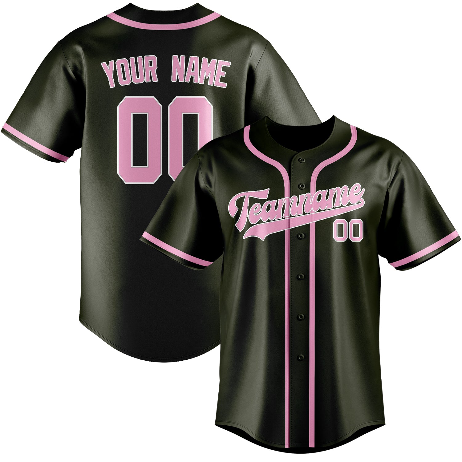 Maillot de baseball personnalisé olive et rose clair
