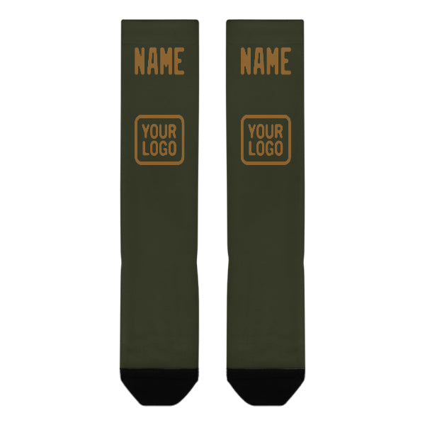Chaussettes hautes kaki olive personnalisées
