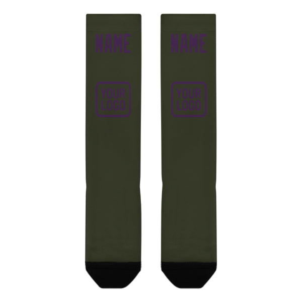 Chaussettes hautes personnalisées olive violettes