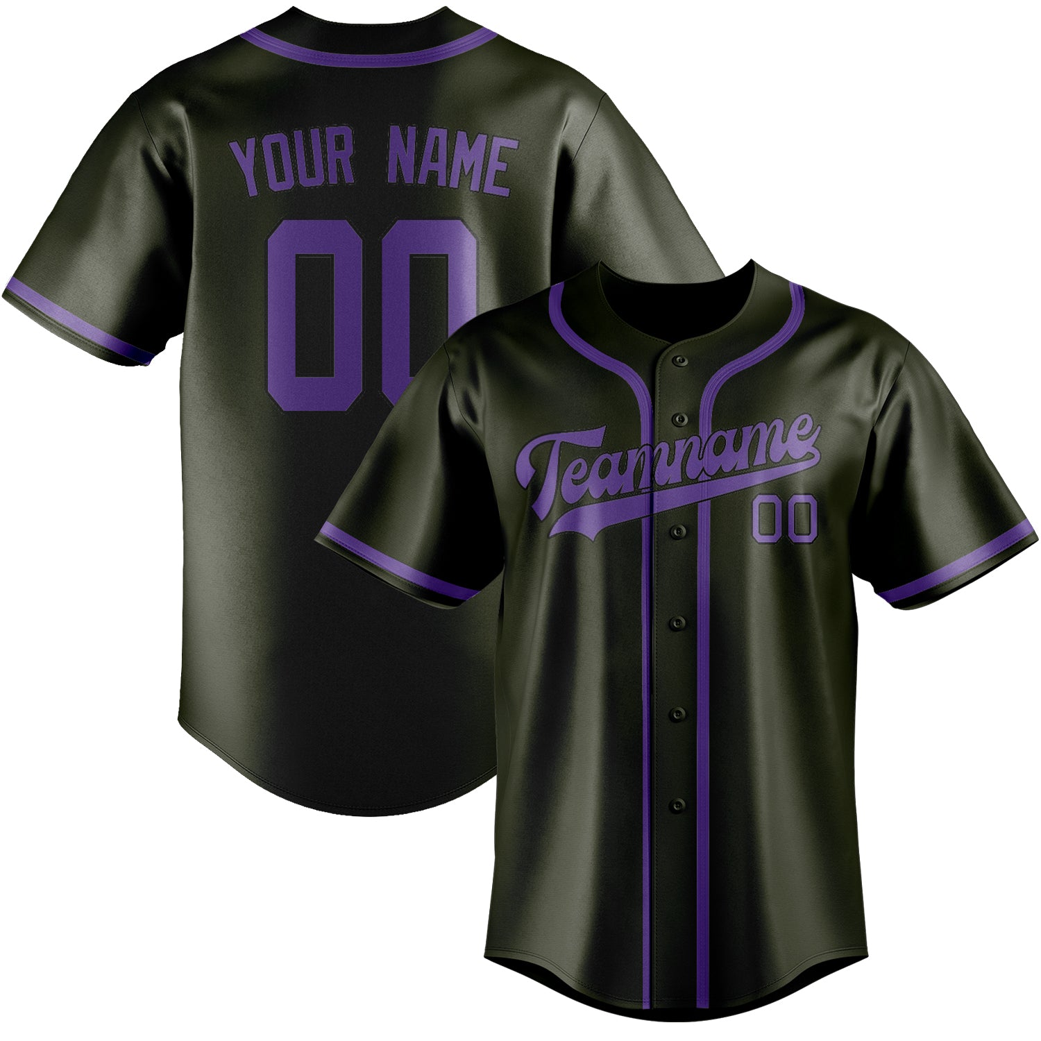 Maillot de baseball personnalisé olive clair violet