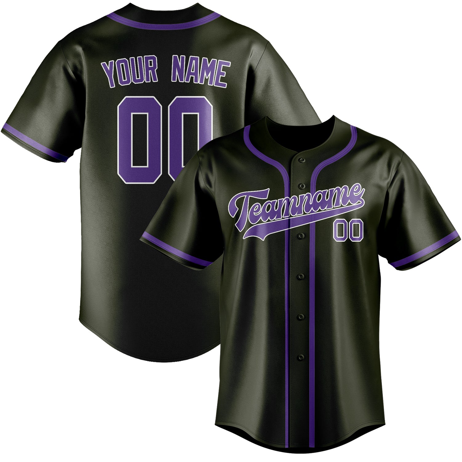 Maillot de baseball personnalisé olive clair violet