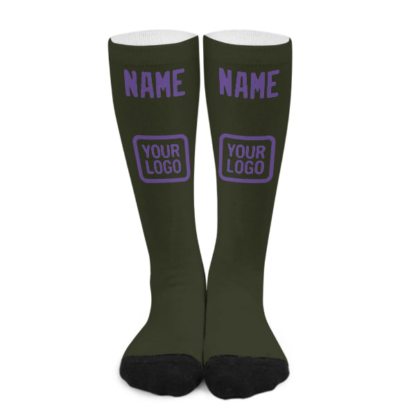 Chaussettes hautes personnalisées olive et violet clair