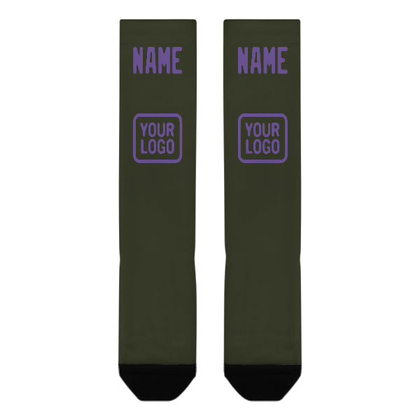 Chaussettes hautes personnalisées olive et violet clair