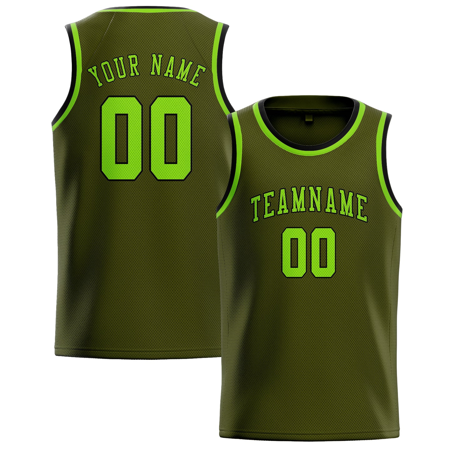 Maillot de basketball personnalisé vert olive et émeraude
