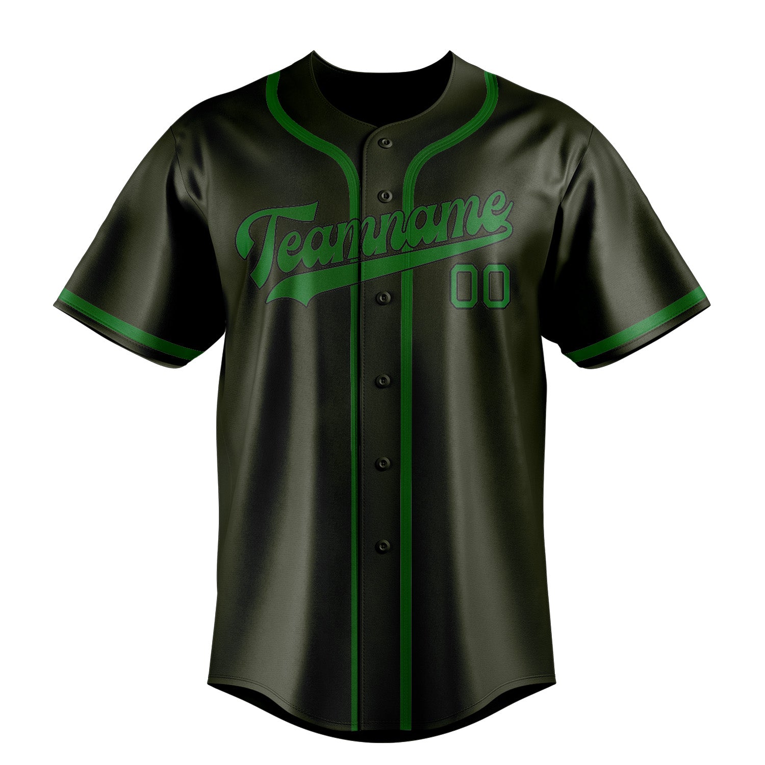 Maillot de baseball personnalisé vert olive et émeraude