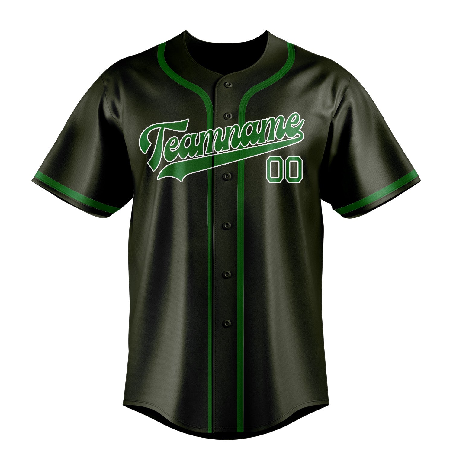 Maillot de baseball personnalisé vert olive et émeraude