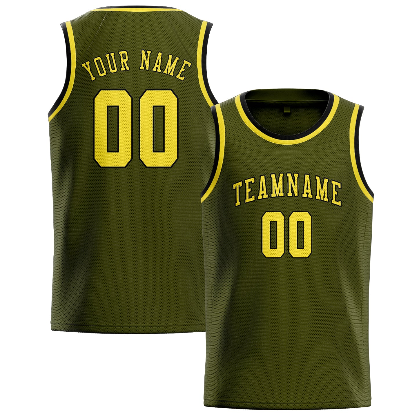 Maillot de basketball personnalisé jaune olive clair