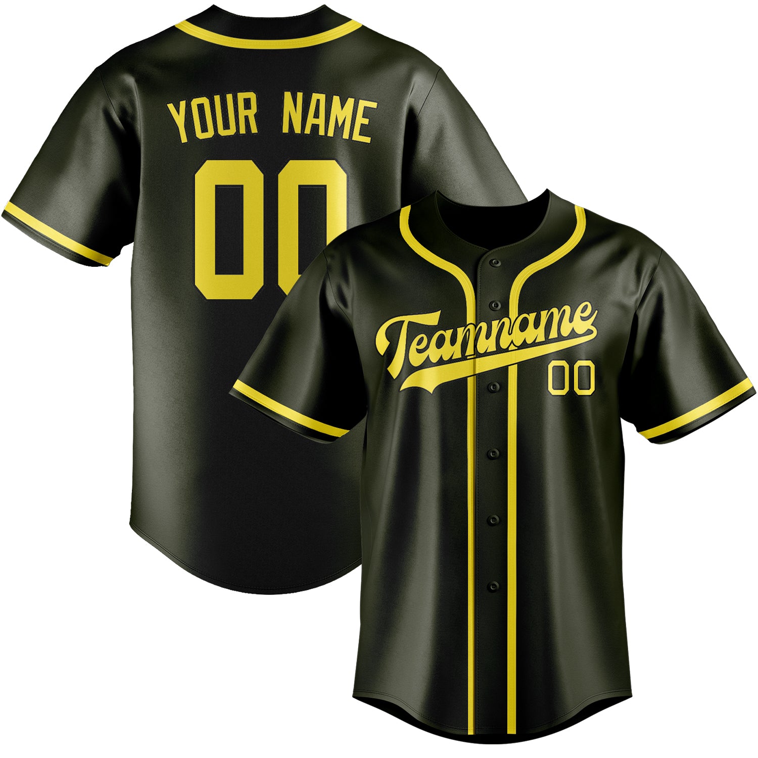 Maillot de baseball personnalisé jaune olive clair