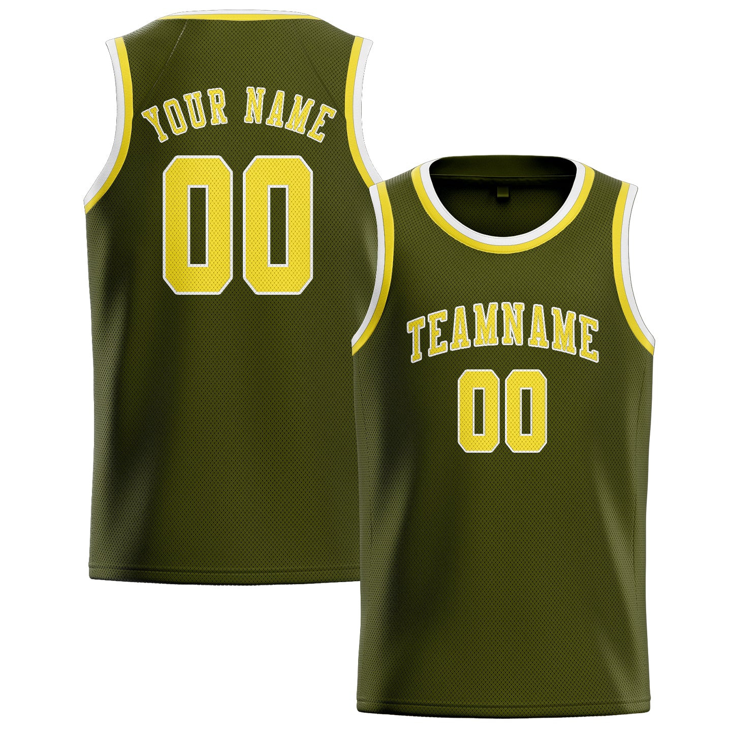 Maillot de basketball personnalisé jaune olive clair