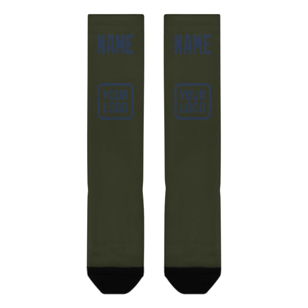 Chaussettes hautes personnalisées bleu olive