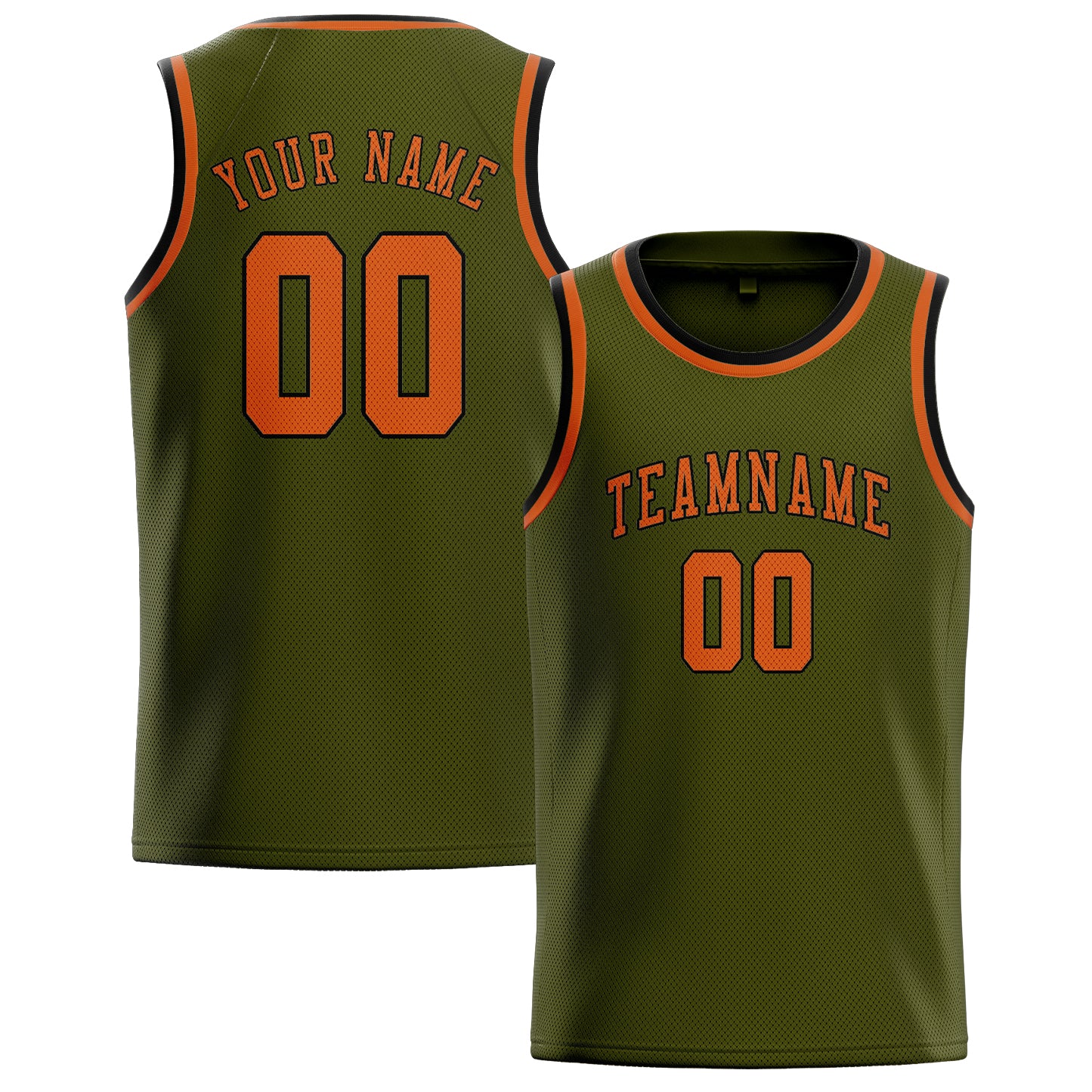 Maillot de basketball personnalisé orange olive