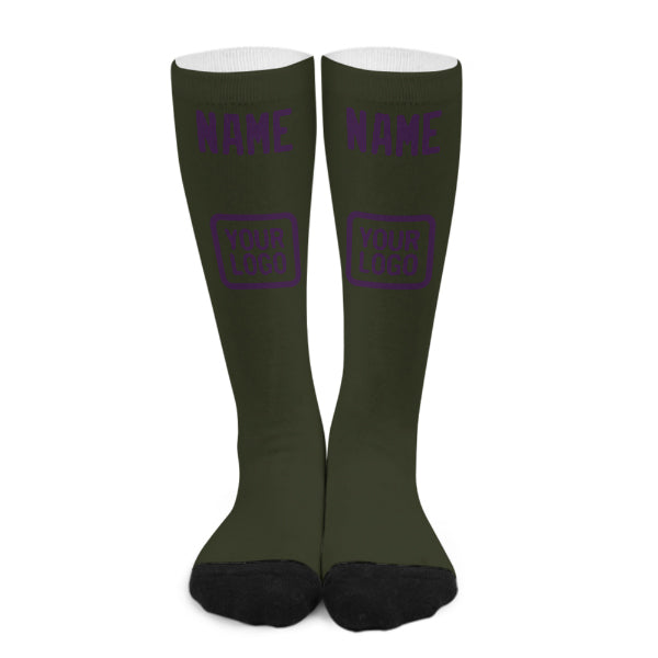 Chaussettes hautes personnalisées olive violettes