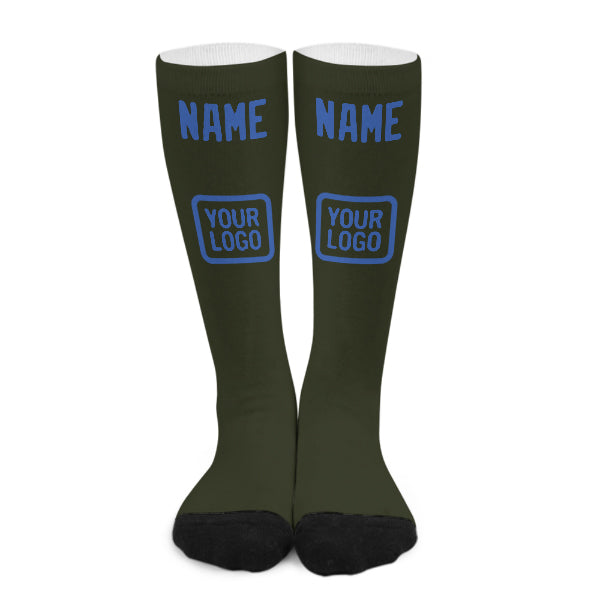 Chaussettes hautes personnalisées bleu ciel olive