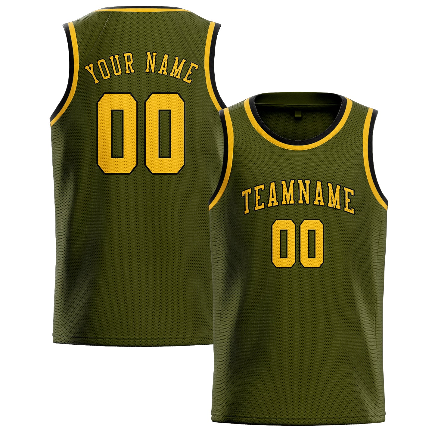 Maillot de basketball personnalisé Olive Gold