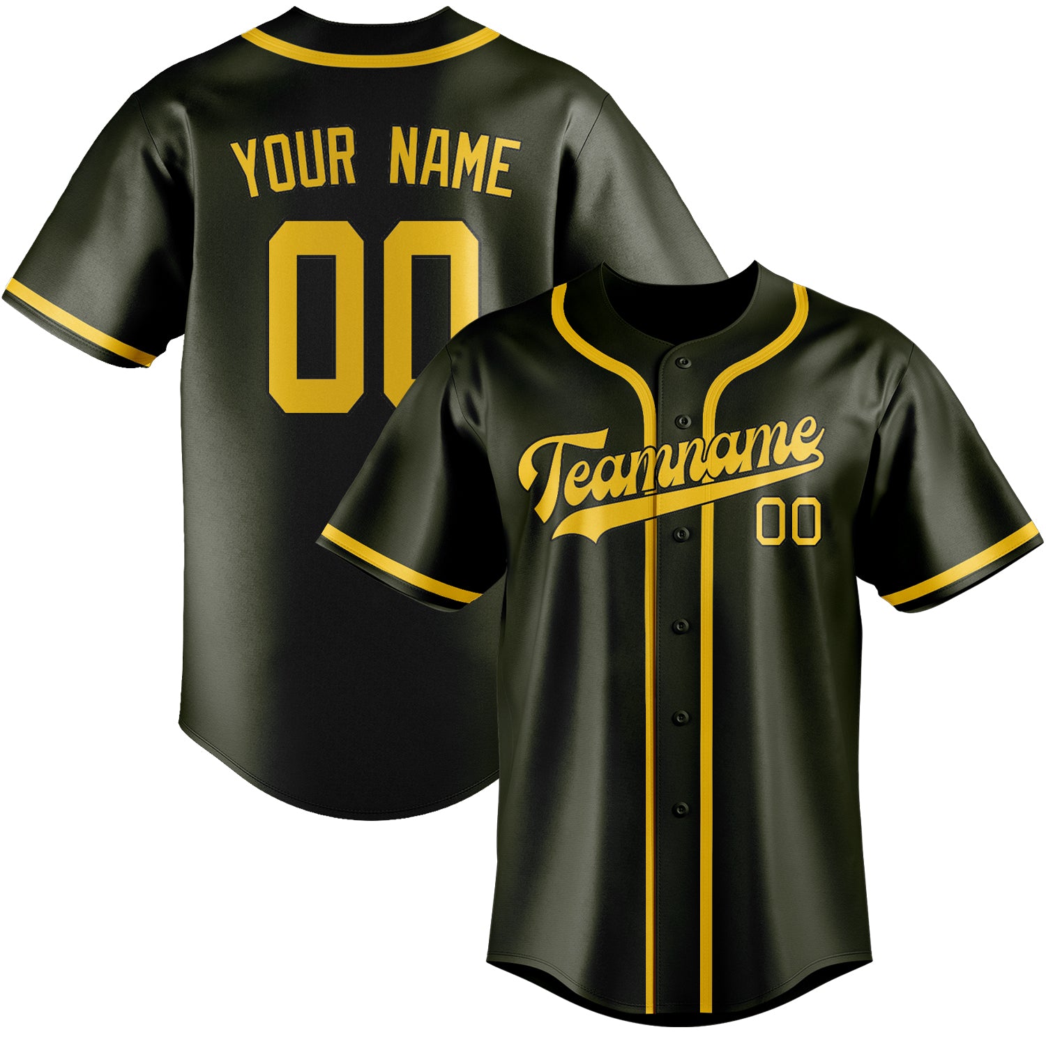 Maillot de baseball personnalisé Olive Gold