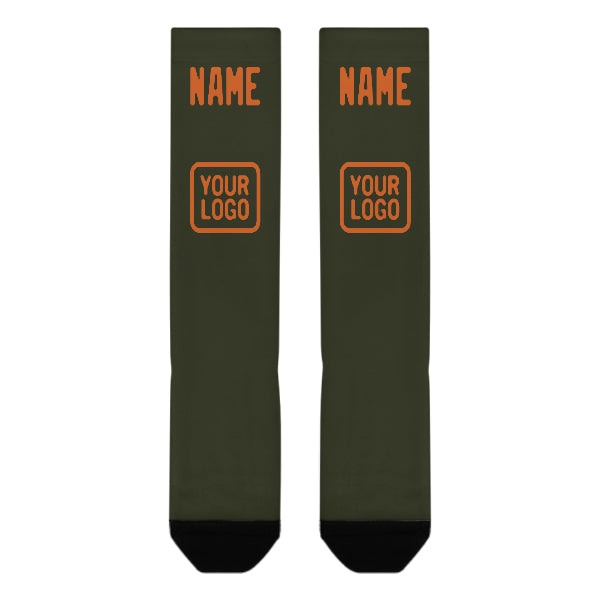 Chaussettes hautes personnalisées orange olive