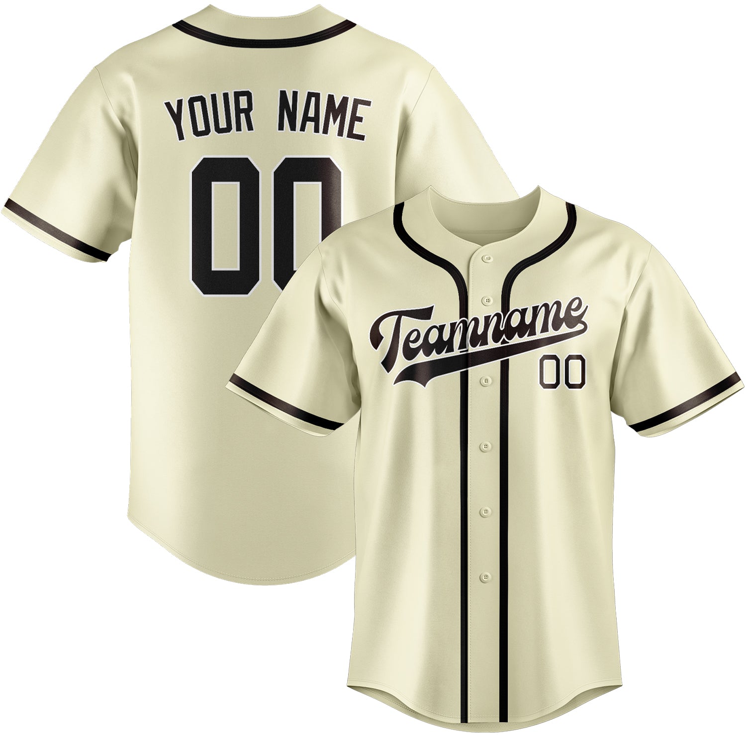 Maillot de baseball personnalisé crème et marron