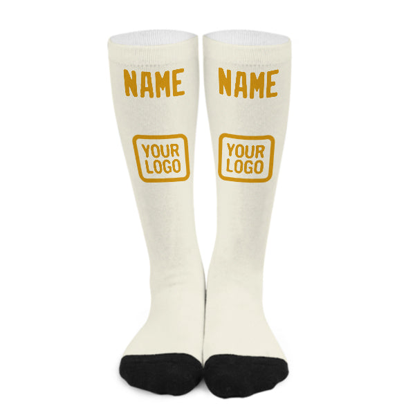 Chaussettes hautes crème jaune personnalisées