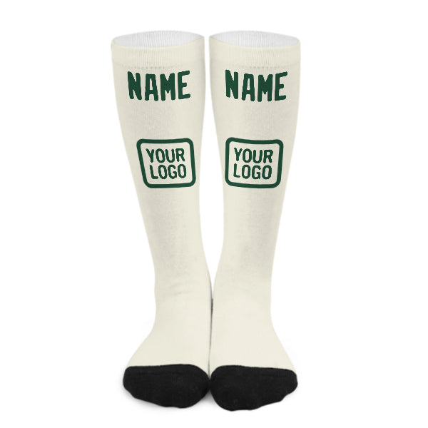 Chaussettes hautes crème et vertes personnalisées