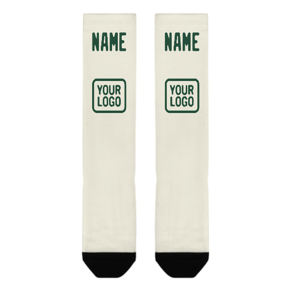Chaussettes hautes crème et vertes personnalisées