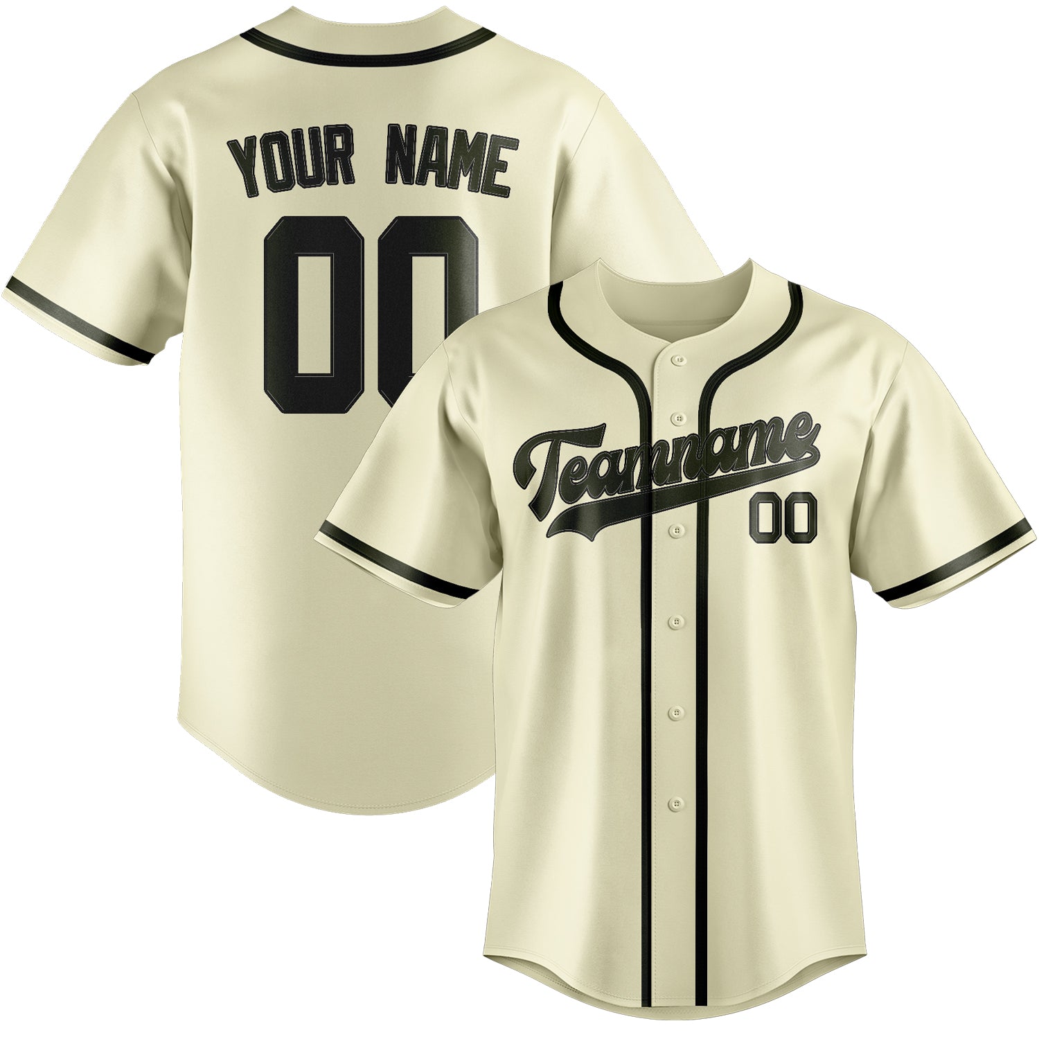 Maillot de baseball personnalisé crème olive