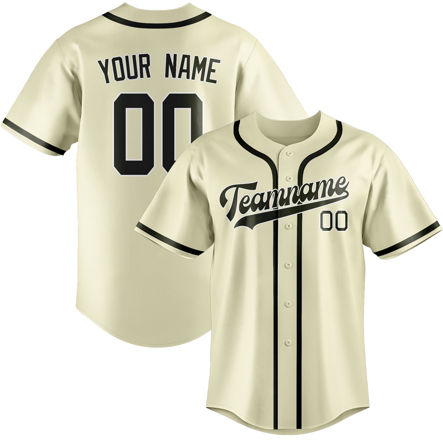 Maillot de baseball personnalisé crème olive