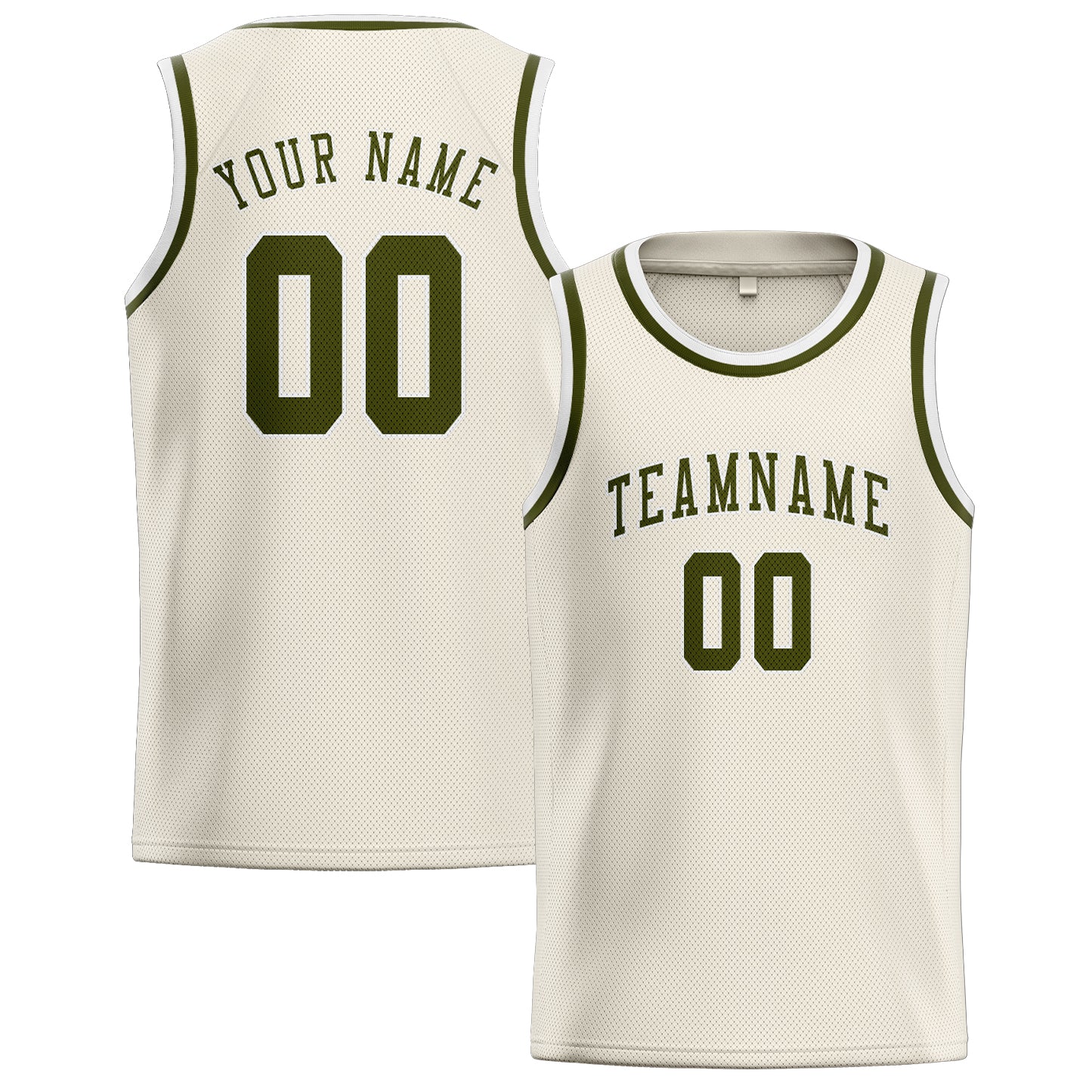 Maillot de basketball personnalisé crème olive