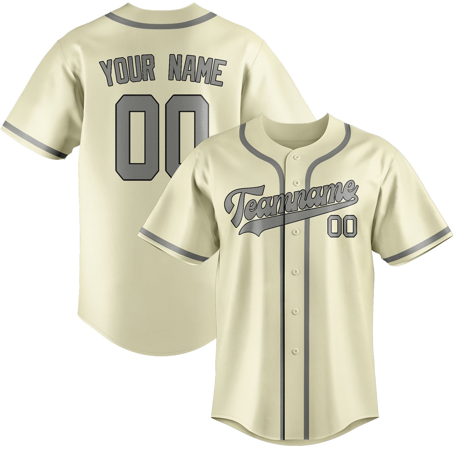Maillot de baseball personnalisé crème et gris