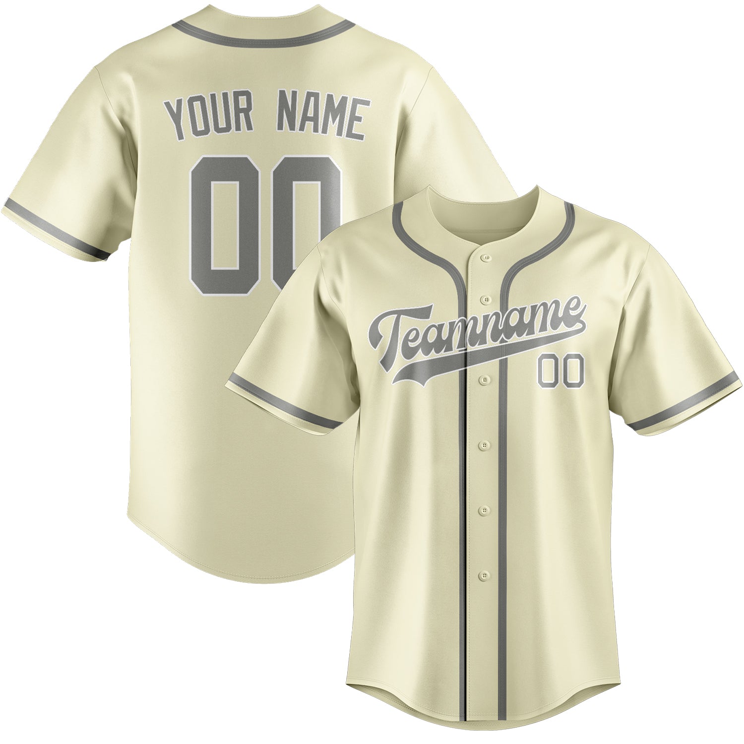 Maillot de baseball personnalisé crème et gris