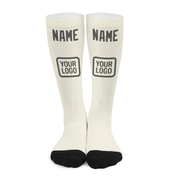 Chaussettes hautes sur mesure crème et gris foncé