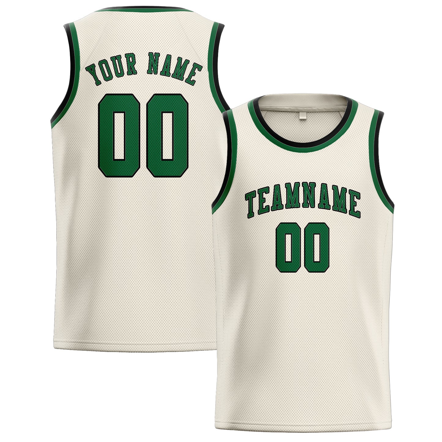 Maillot de basketball personnalisé crème et vert