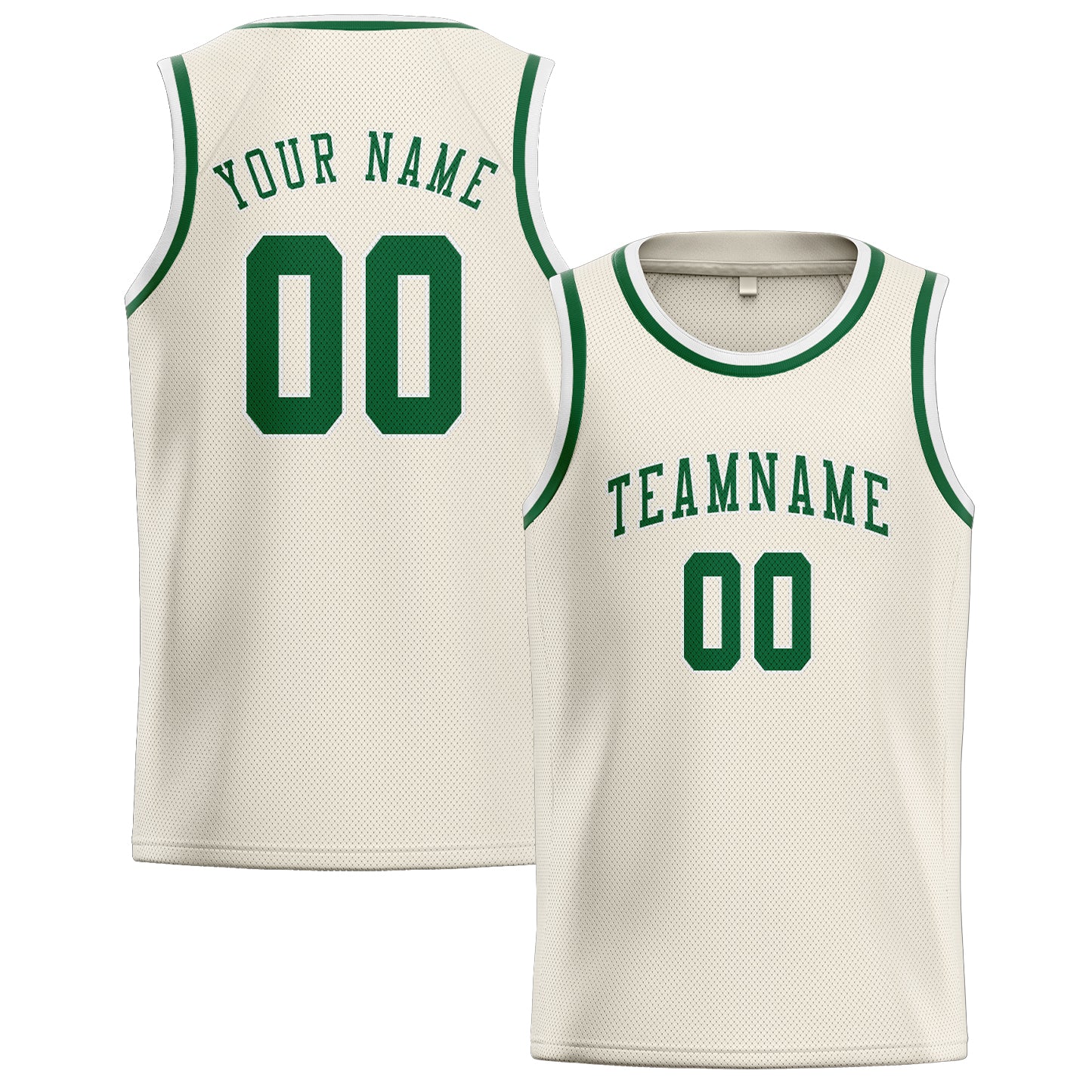 Maillot de basketball personnalisé crème et vert