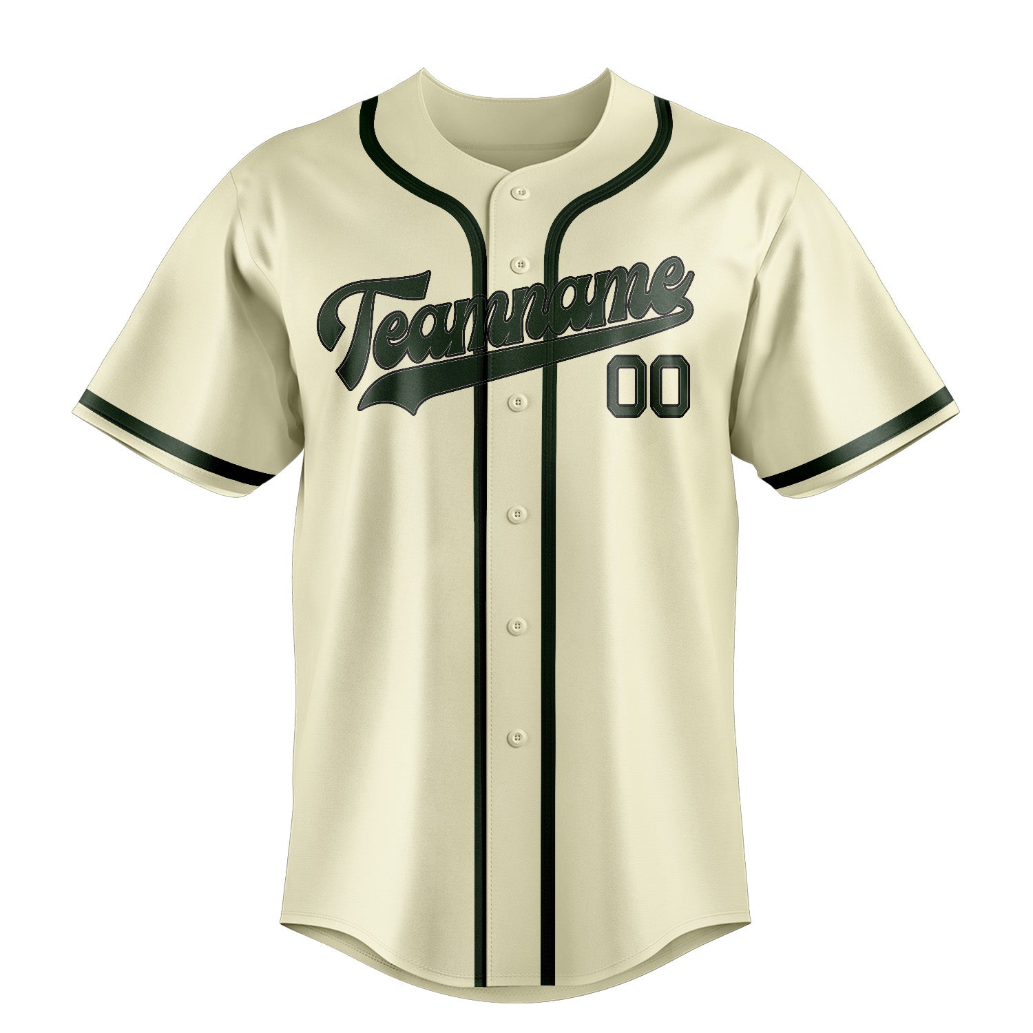 Maillot de baseball personnalisé crème et vert foncé