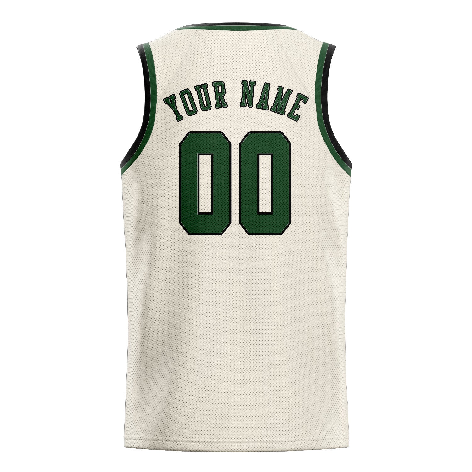 Maillot de basketball personnalisé crème et vert foncé