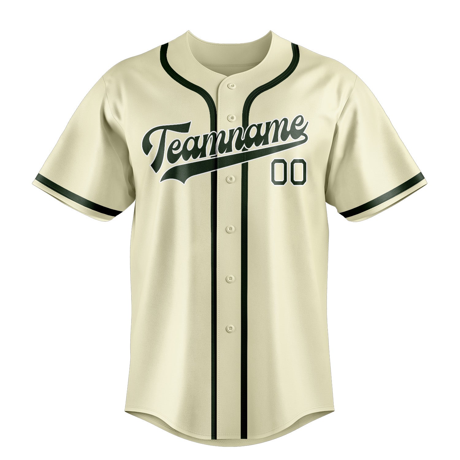 Maillot de baseball personnalisé crème et vert foncé