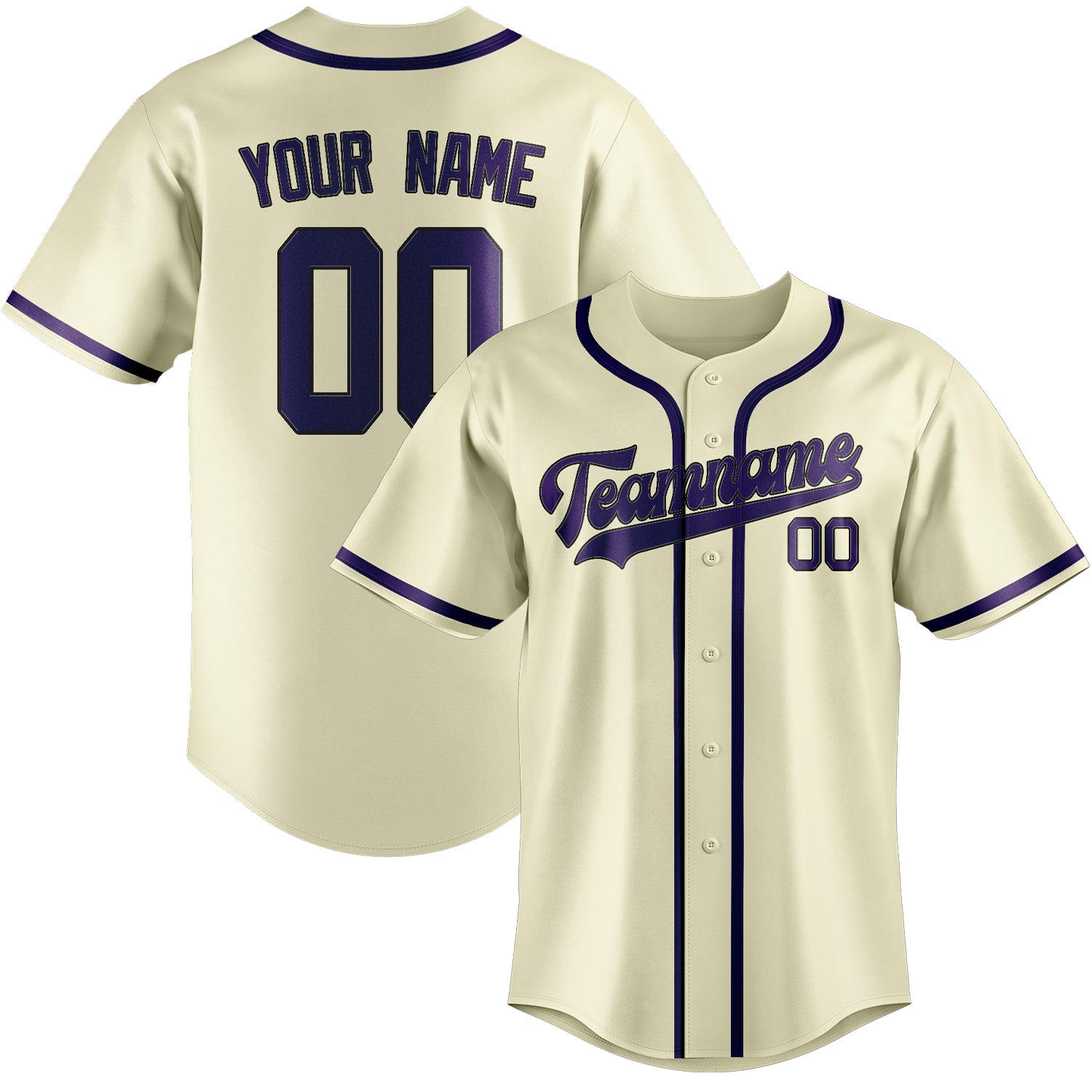 Maillot de baseball personnalisé crème et violet
