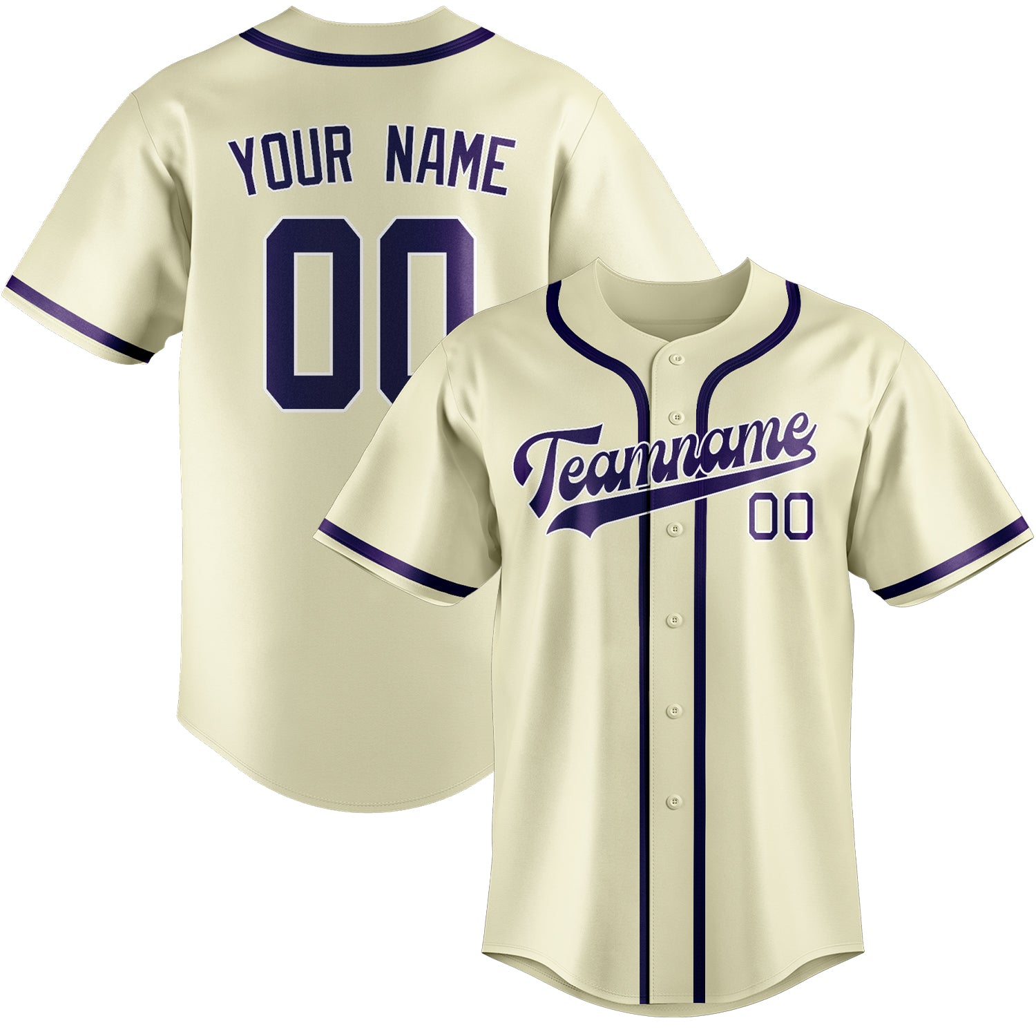 Maillot de baseball personnalisé crème et violet
