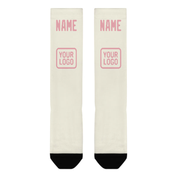 Chaussettes hautes personnalisées crème et rose clair
