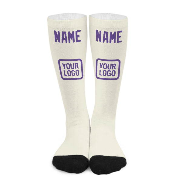 Chaussettes hautes personnalisées crème et lilas clair