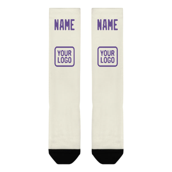 Chaussettes hautes personnalisées crème et lilas clair
