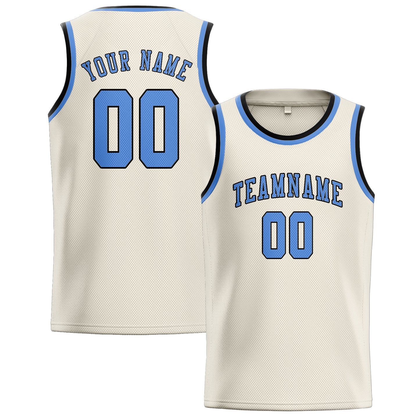 Maillot de basketball personnalisé crème et bleu clair