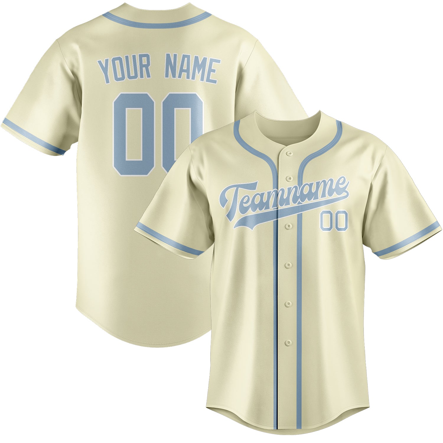 Maillot de baseball personnalisé crème et bleu clair