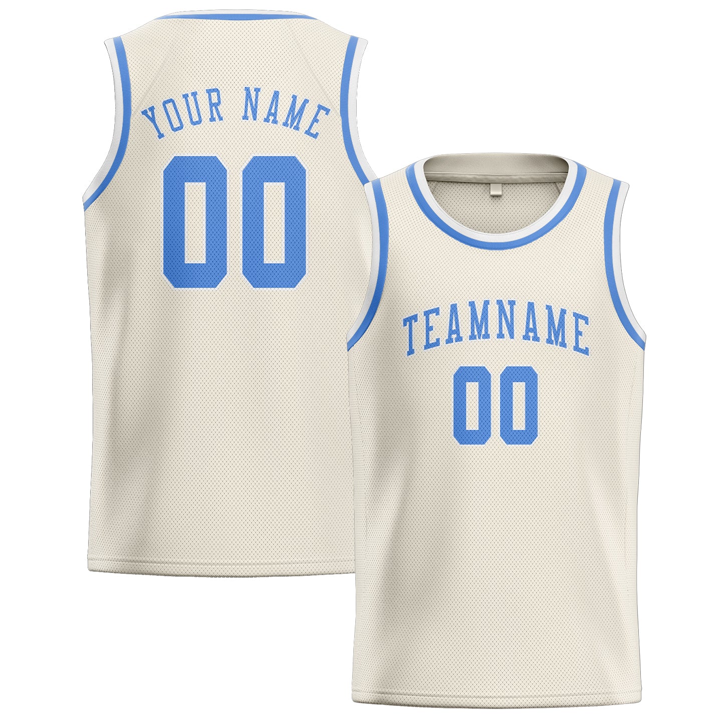 Maillot de basketball personnalisé crème et bleu clair