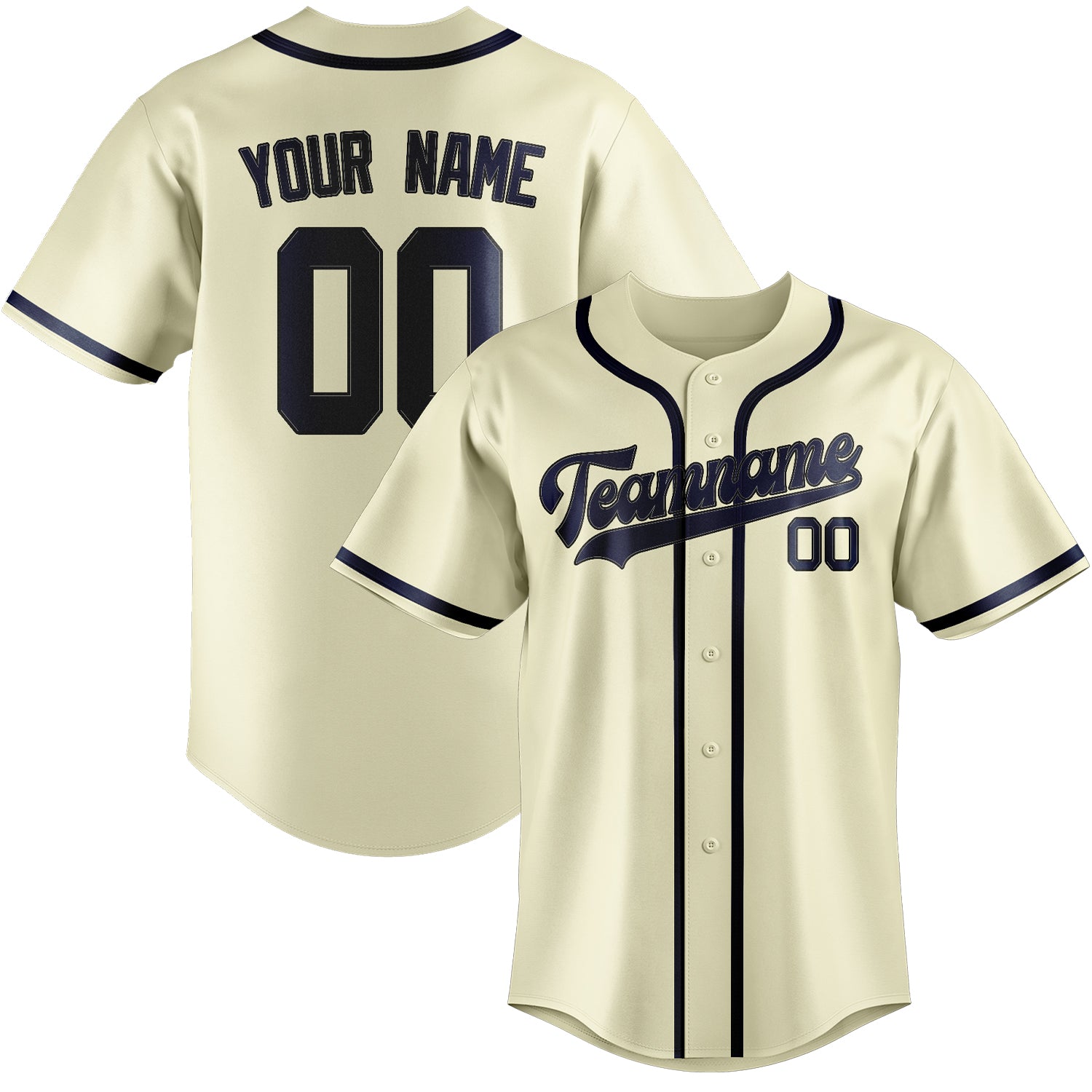 Maillot de baseball personnalisé crème et bleu