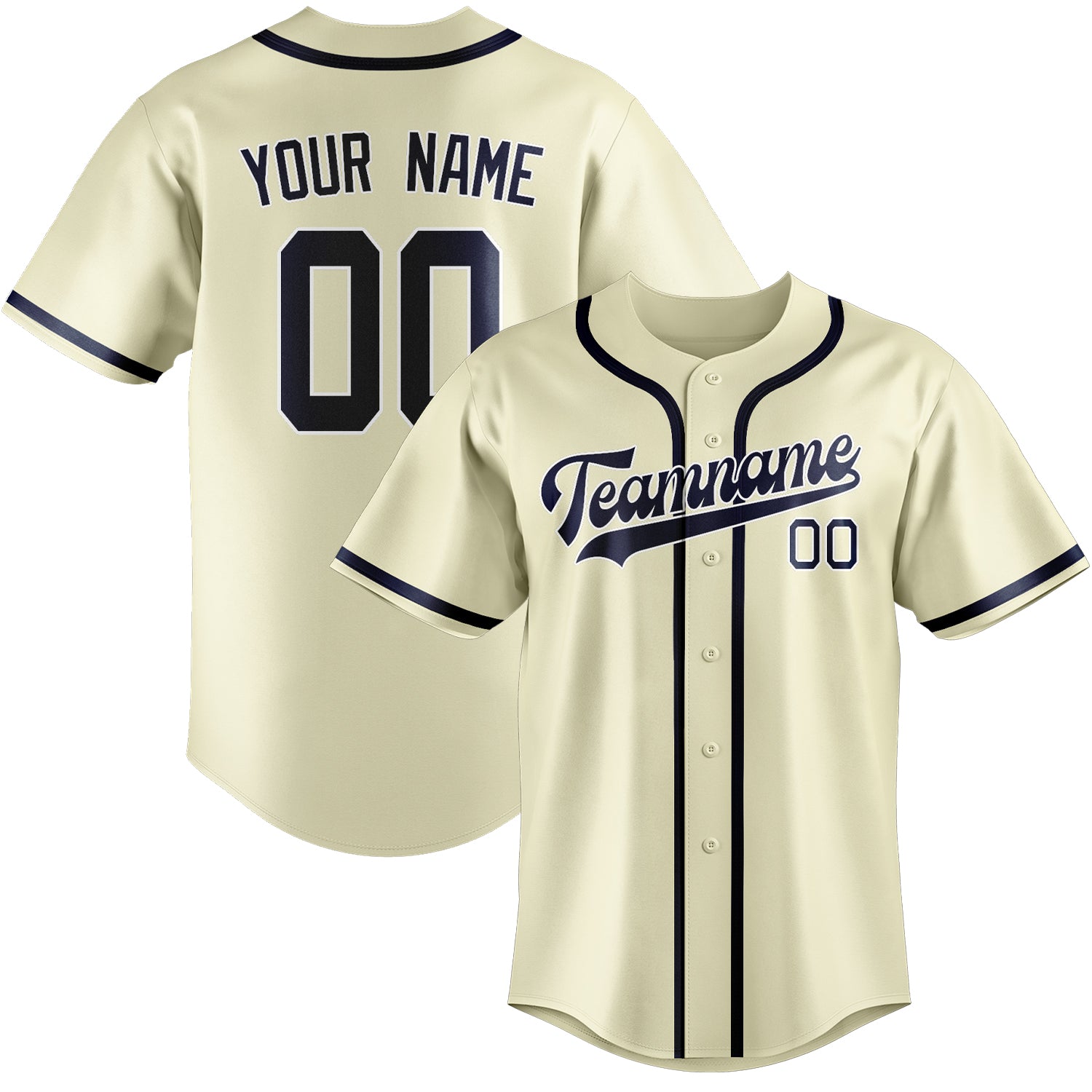 Maillot de baseball personnalisé crème et bleu