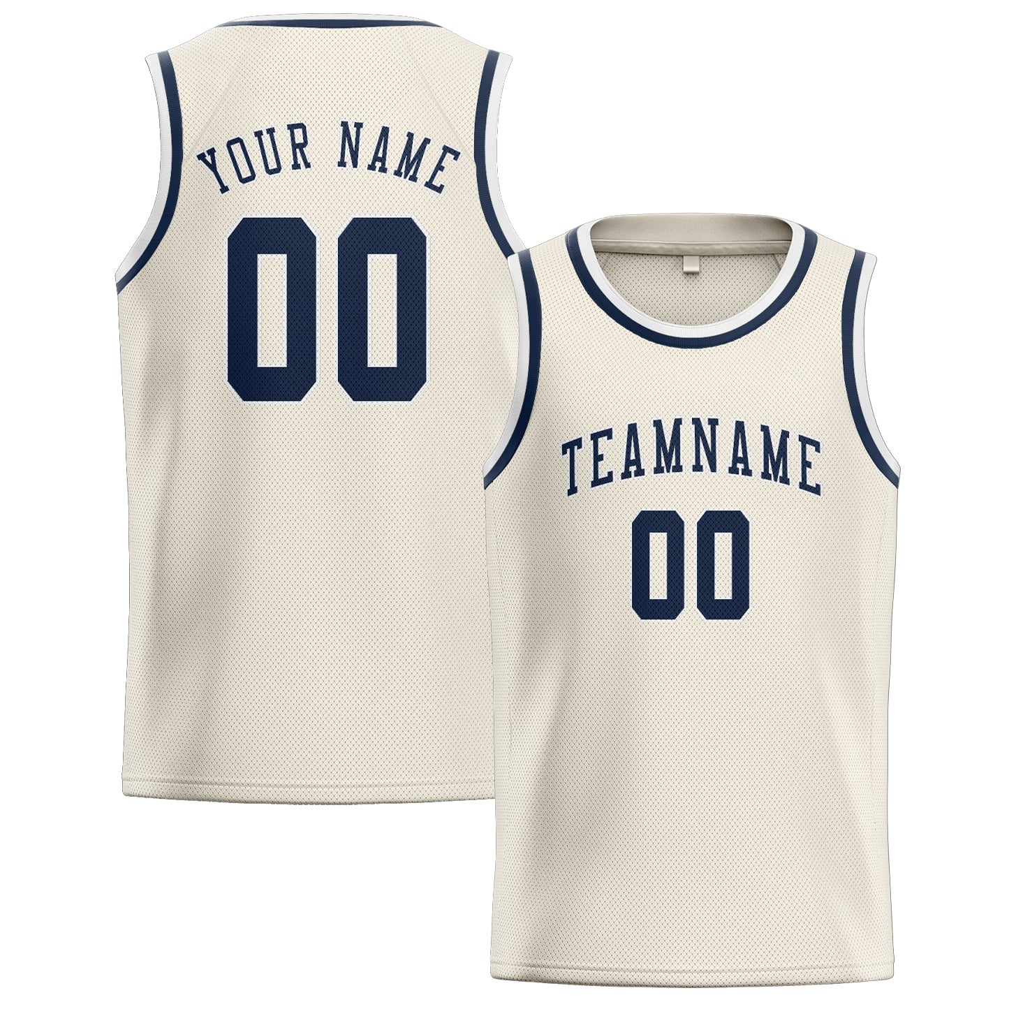 Maillot de basketball personnalisé crème et bleu