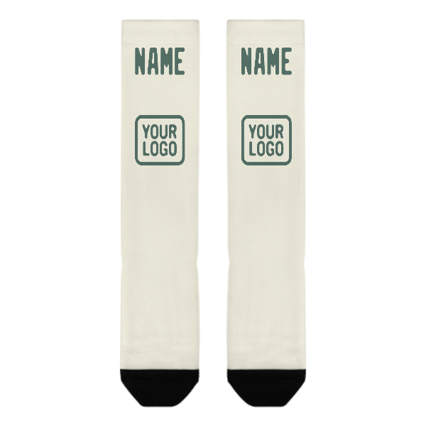 Chaussettes hautes personnalisées crème, bleu et vert