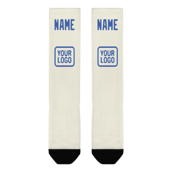 Chaussettes hautes personnalisées crème et bleu ciel
